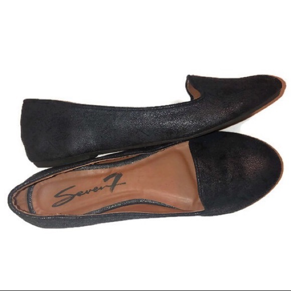 7 For All Mankind Shoes - Seven 7 Ballet Flats Loafers Black Shimmer